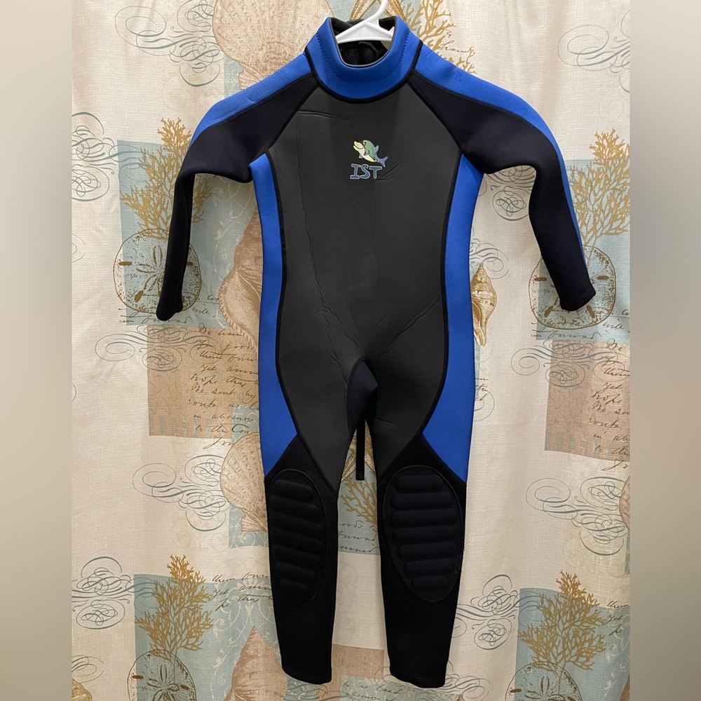 IST Small Full Body Wet Suit Kids 7/8 Black Blue Wakeboard Water Ski Tubing